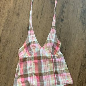 Pink Plaid Halter Top
